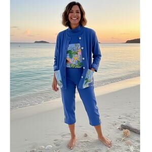 Silkscapes Womens‎ S Vintage Artsy Coastal Handpainted Mermaidcore 3 Piece Set
